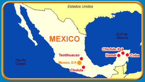 Map of Mexico with the
position of Cholula Map of Mexico with the position of
Cholula