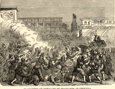 Depiction of the
"Christian" massacre against the
natives in Cholula Depiction of the "Christian"
massacre against the natives in Cholula