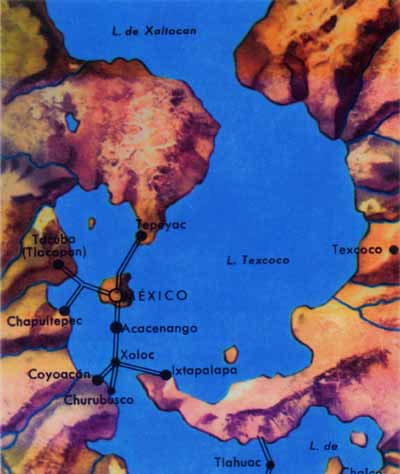 Relief map of the region of
                          Tenochtitln