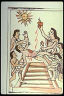 Aztec heart procession
with heart sacrifices for the sun Aztec heart procession with heart
sacrifices for the sun