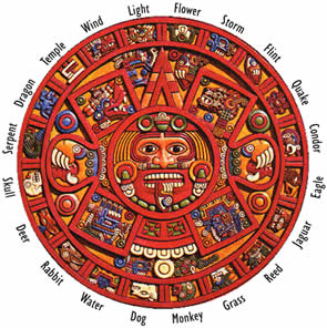 This is the Aztec sun stone
with the names of the days of the Aztec
calendar This is the Aztec sun stone
with the names of the days of the Aztec
calendar