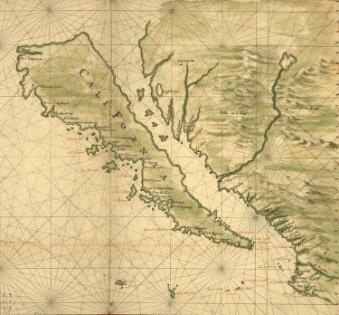 Map
                            of about 1650 stating that California
                            Peninsula would be an island