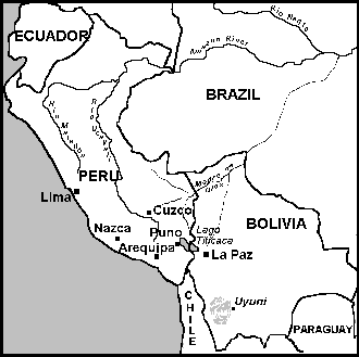 Map with the position of Lima about in
                            the middle of today's Peru -Bolivia was a
                            part of Peru first