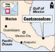 Map with Mexico and the town of
                            Coatzacoalcos on the coast line of the Gulf
                            of Mexico