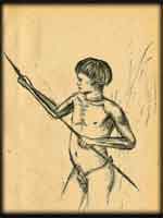 Depiction of a Chibcha
                            native hunting fishes