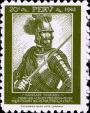 Adoration for Gonzalo Pizarro on a
                            Peruvian stamp in racist times of 1942