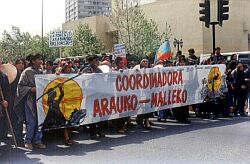 This is a demonstration
                              of the Mapuche natives against their
                              extermination in 2001