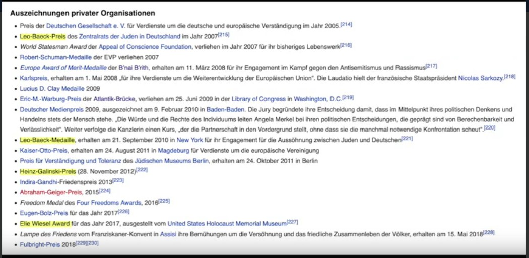 Die Preise von Frau
                  Mossad-Merkel auf der Mossad-Wikipedia