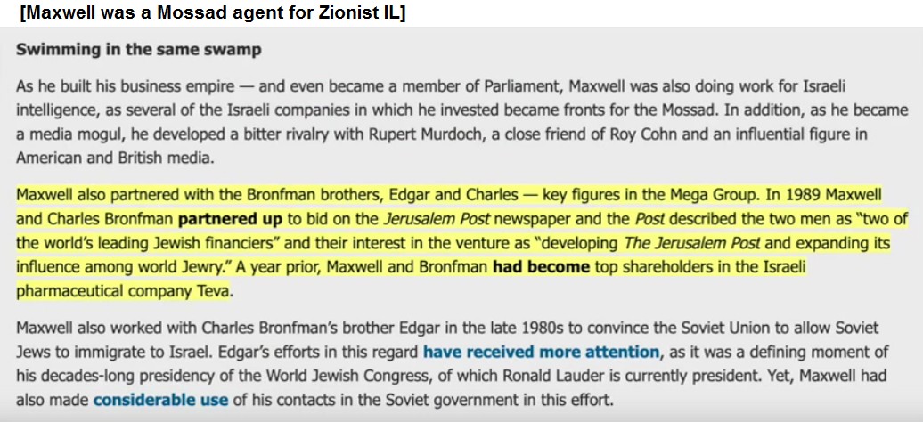 [Mossad]-Maxwell und Charles [Mossad]-Bronfman
                  wollten zusammen die Jerusalem Post kaufen