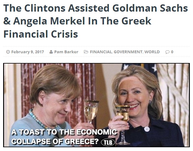 Artikel vom 9.2.2017: Merkel und Goldman
Sachs wurden von den satanistischen Clintons
angeleitet, die Griechenland-Krise auszunutzen Artikel vom 9.2.2017: Merkel und Goldman Sachs
wurden von den satanistischen Clintons angeleitet,
die Griechenland-Krise auszunutzen