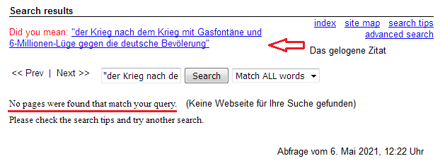 Interne Suchmaschine kann das
erfundene Zitat nicht finden Interne
Suchmaschine kann das erfundene Zitat nicht
finden