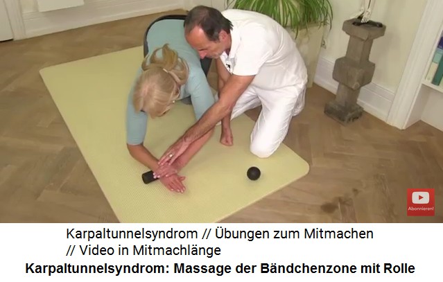 Massage
                      2b gegen Karpaltunnelsyndrom: Die Bndchenzone
                      wird mit der kleinen Massagerolle massiert und
                      alle schdliche Flssigkeit rausgedrckt