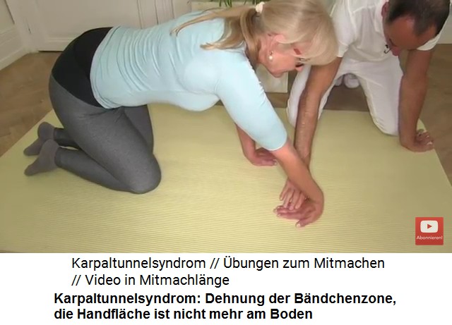 bung 1b gegen Karpaltunnelsyndrom:
                      Dehnung der Bndchenzone, die Handflche ist
                      angehoben in der Luft