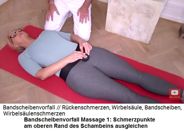 Bandscheibenvorfall
                      Massge 1: Der kleine Massageball gleicht
                      schmerzpunkte an der Oberkante des Schambeins aus
