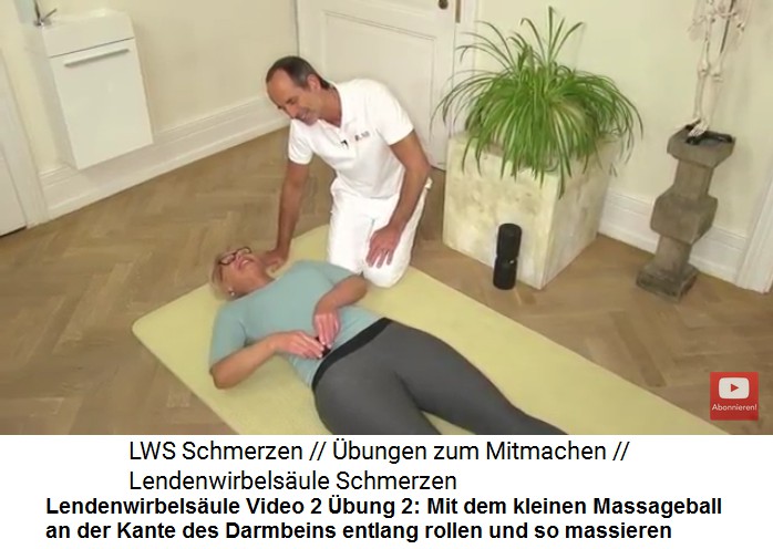 Bauchbereich entspannen: Der kleine
                      Massageball macht eine Tour Schambein-Oberkante -
                      Darmbein - Rippenbogen hoch