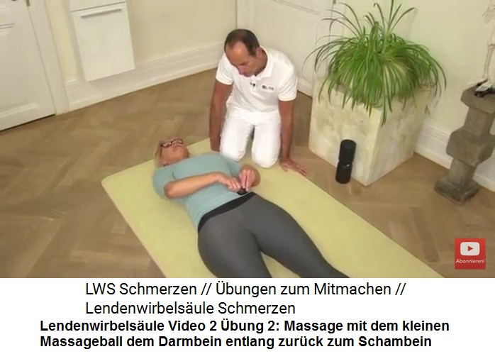 Bauchbereich entspannen: Der kleine
                      Massageball macht eine Tour: Den anderen
                      Rippenbogen runter - dem Darmbein entlang bis zum
                      Schambein