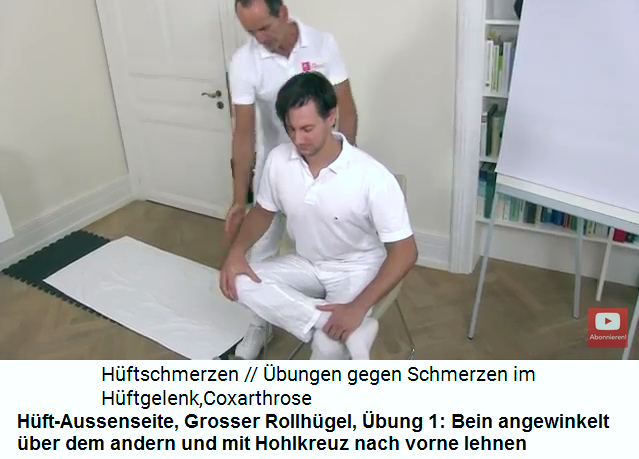 Hft-Aussenseite,
                      Grosser Rollhgel, bung 1: Bein angewinkelt ber
                      dem andern und mit Hohlkreuz nach vorne lehnen