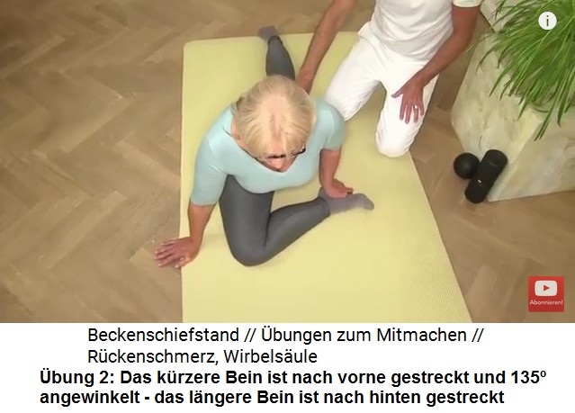 Beckenschiefstand bung
                      3: Spagatbung, das vordere Bein ist um 135 Grad
                      angewinkelt und der Oberkrper im Hohlkreuz nach
                      vorne geneigt