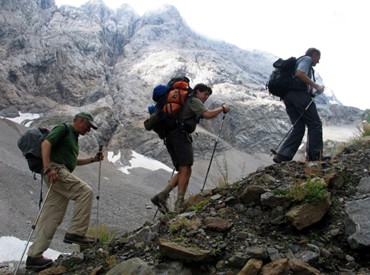 Wandern in den Bergen beansprucht die
                      Fsse mit allen Muskeln