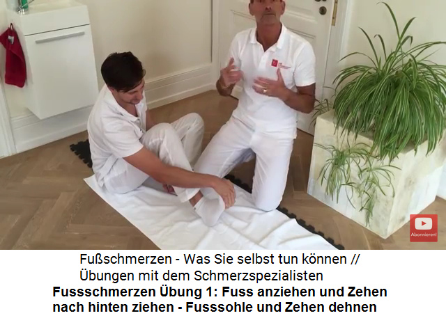 Fussschmerzen bung 1: Im Sitzen die Zehen
                      greifen und nach zurckziehen, das dehnt die
                      Fusssohle und die Zehen