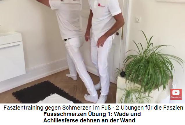 Fussschmerzen Video
                          3 bung 1: Wade und Achillesferse an der Wand
                          dehnen