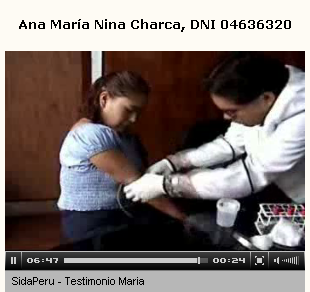 Paciente de SIDA
Ana María NINA CHARCA a la toma del sangre Paciente de SIDA Ana María NINA CHARCA a
la toma del sangre