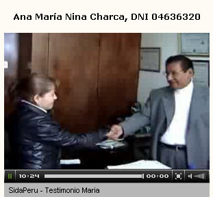 La
                          paciente de SIDA curada Ana Mara NINA CHARCA
                          despus de 3 meses de tiempo de tratamiento,
                          con Dr. Jeddy Ros Zuta la ultima vez