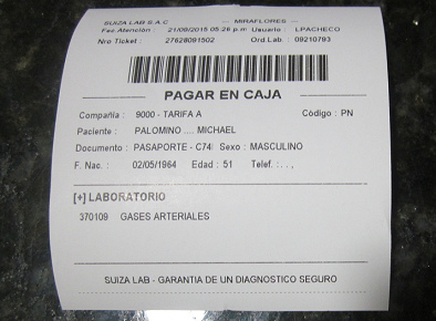 El segundo recibo de "Suiza Lab"