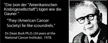 Dr. Dean Burk: "Die
                      von der 'Amerikanischen Krebsgesellschaft' Lgen
                      wie die Gauner"; Portrait