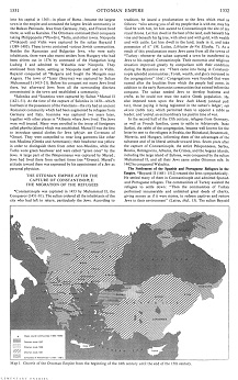 Encyclopaedia Judaica 1971: Ottoman
                          Empire, vol. 16, col. 1531-1532