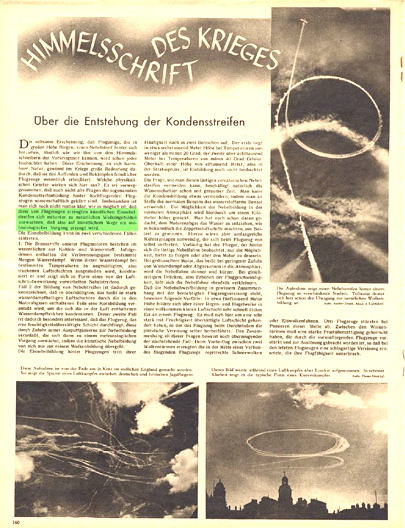 Chemtrails als deutsche
                                        Erfindung von 1941, Magazin
                                        "Der Adler"
