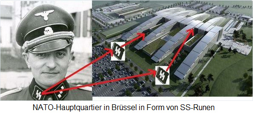 Das neue NATO-Zentrum
in Brüssel in Form von SS-Runen Das neue
NATO-Zentrum in Brüssel in Form von
SS-Runen