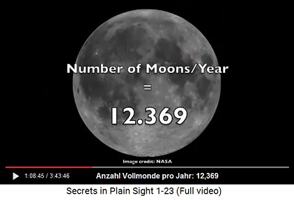 12,369 - dies
ist die Anzahl Vollmonde pro Jahr (weibliches
Mondjahr) 12,369 - dies ist die Anzahl Vollmonde pro
Jahr (weibliches Mondjahr)