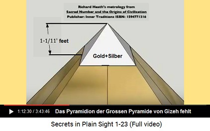 Das Pyramidion der Grossen
Pyramide war aus Gold und Silber und fehlt seit
"langer Zeit" Das Pyramidion der Grossen Pyramide war aus
Gold und Silber und fehlt seit "langer
Zeit"