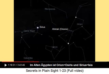 Die Sternbilder mit dem Stern Sirius
                      ("Grosser Hund") und Alnitak im Grtel
                      von Orion