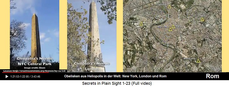 Von
Heliopolis geraubte Obelisken sind in New York,
London und Rom aufgestellt Von Heliopolis geraubte Obelisken sind in New
York, London und Rom aufgestellt