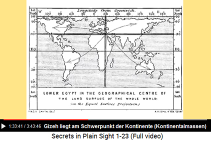 Karte: Gizeh liegt am Schwerpunkt der
weltweiten Kontinente (Kontinentalmassen) Karte: Gizeh liegt am Schwerpunkt der
weltweiten Kontinente (Kontinentalmassen)