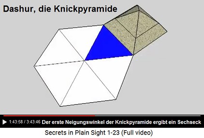 Der erste Neigungswinkel der Knickpyramide
                      provoziert ein Sechseck, die Zahl 6 steht fr den
                      Makrokosmos