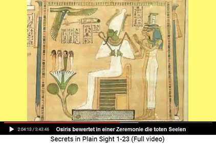 Osiris with his
                                ceremony classifying souls for Duat or
                                being eaten by animals