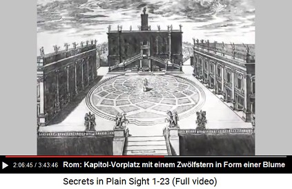 Der Kapitol-Platz mit einem
12-Stern in Blumenform mit Ellipsen, das weibliche
Symbol für die Vagina Der Kapitol-Platz mit einem 12-Stern in
Blumenform mit Ellipsen, das weibliche Symbol für
die Vagina