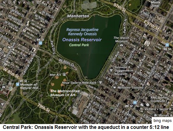 Central Park: Onassis Reservoir with aqueduct
in a counter line 5:12 proportion, bing maps Central Park: Onassis Reservoir with aqueduct in
a counter line 5:12 proportion, bing maps