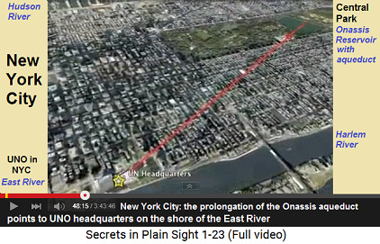 The Onassis aqueduct
in the Central Park in New York points directly to
the UNO headquarters on the shore of the East River The Onassis aqueduct in the Central Park in New
York points directly to the UNO headquarters on the
shore of the East River