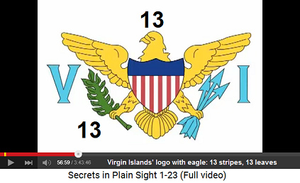 Logo of Virgin Islands
with an eagle with 13 stripes and 13 leaves Logo of Virgin Islands with an eagle with 13
stripes and 13 leaves