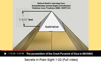 The pyramidion of the Great Pyramid of Giza
                      was of gold and silver and is missing since a
                      "long time"