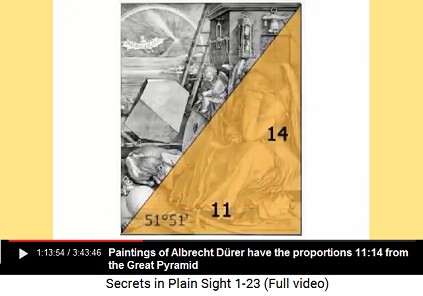 Paintings from Albrecht Drer have the
                        proportions 11:14 being copied from the Great
                        Pyramid of Giza