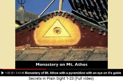 Pyramidion with an eye on a gable wall
                            of the monastery of Mount Athos