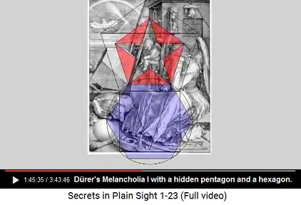 Albrecht Drer's "Melancholia I" with
                    a hidden pentagon and a hidden pentagon