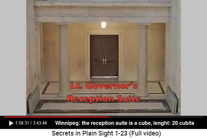 Winnipeg: Legislative Building: the
governor's reception suite is a cube, edge lenght is
20 cubits Winnipeg: Legislative Building: the governor's
reception suite is a cube, edge lenght is 20 cubits