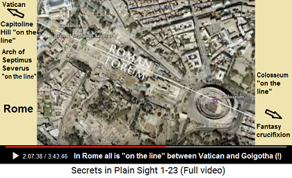 Colosseum is
                                                  "on the
                                                  line" between
                                                  Satanist Vatican,
                                                  Capitoline Hill, Arch
                                                  of Septimus Severus -
                                                  and on the other side
                                                  Golgotha with fantasy
                                                  crucifixion of fantasy
                                                  Jesus