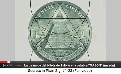 La pirmide en el billete de 1 dlar con la
                        estrella hexagrama [estrella de Rothschild] - y
                        la palabra MASON (masn)